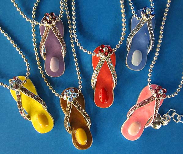 Flip Flop Silvertone Necklace FFPS