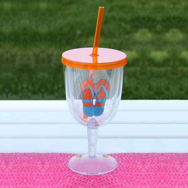 Flip Flops Orange Acrylic Wine Goblet 17oz 60840OR