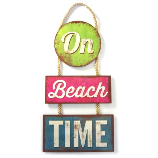 On Beach Time Wood Sign 30-061