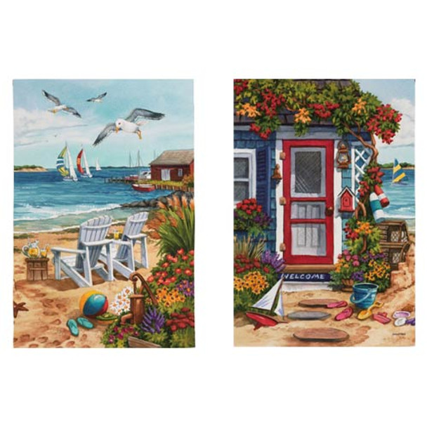 Sea Shore Cottage Two Sided Garden Flag 14S2902FB