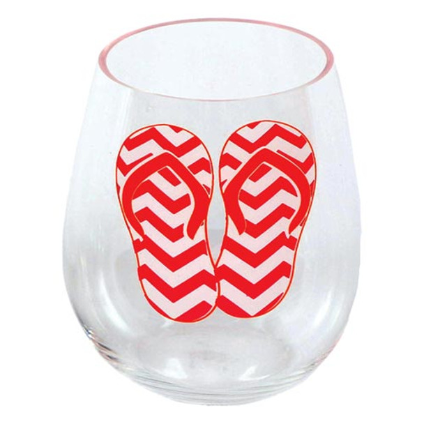 Shatterproof Flip Flop Stemless Wine Glass Pink 18oz 60150R