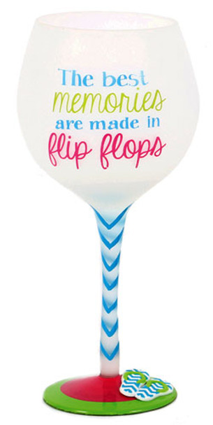 Flip Flop Memories Hand Painted Wine Glass 18oz 60340M