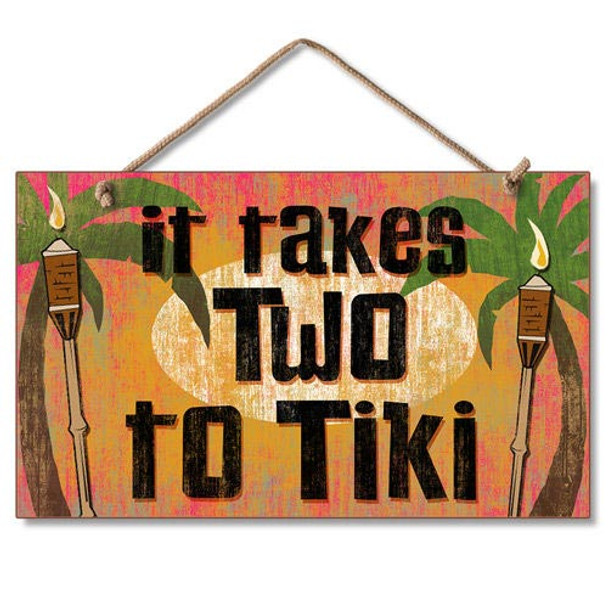 Two Tiki Wood Sign 41-676