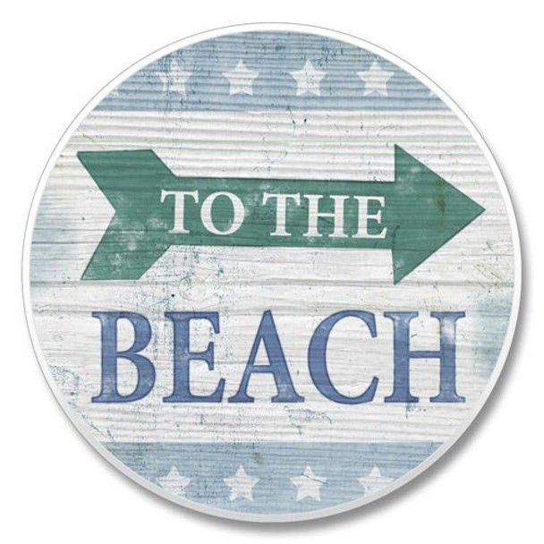 Rustic To the Beach Sign Absorbent Stone Coaster for Car Cup Holder