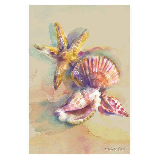 Watercolor Sandy Sea Shells GARDEN Flag - 1110197