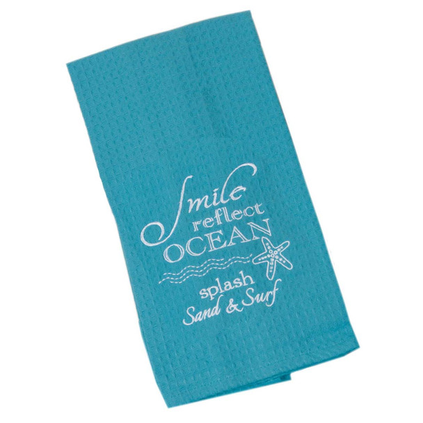 Ocean Smile Cotton Embroidered Waffle Towel F0773-O
