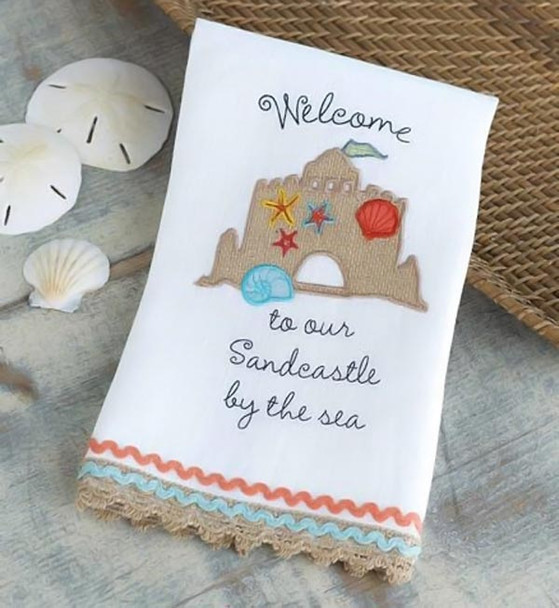 SandCastle Fun Embroidered Linen Hand Towel 4404089