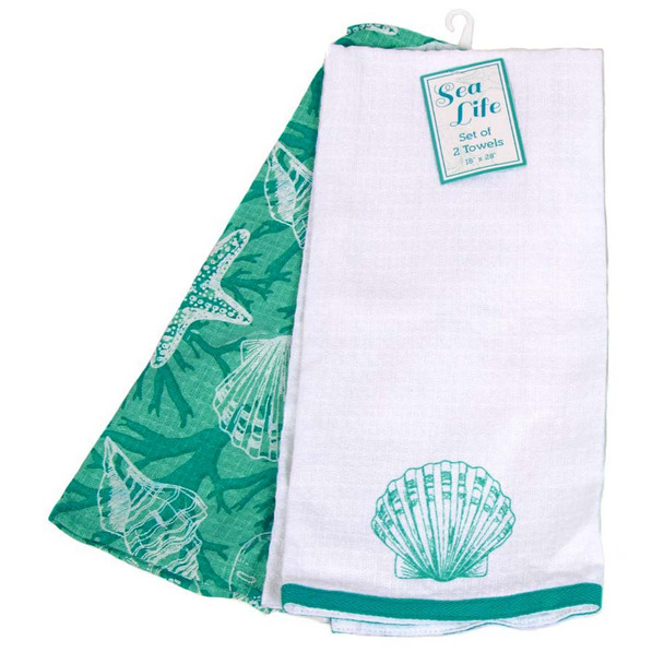 Tropical Shell Set of 2 Cotton Towels 25142F