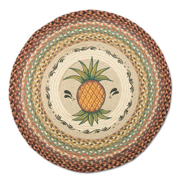 Pineapple 27" Hand Printed Round Braided Floor Rug RP-375