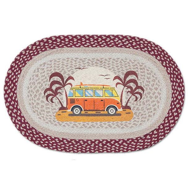 Endless Summer Van 20x30 Hand Printed Oval Braided Floor Rug OP-524