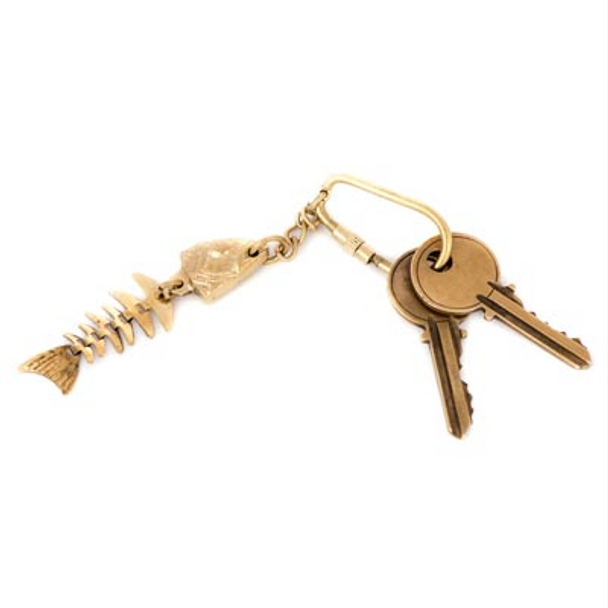 BRASS FISH BONES KEY RING K-1863