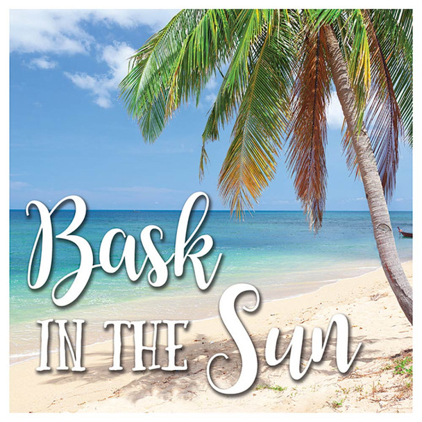 Palm Tree Beach "Bask in the Sun" Single Absorbent Coaster - SB73371