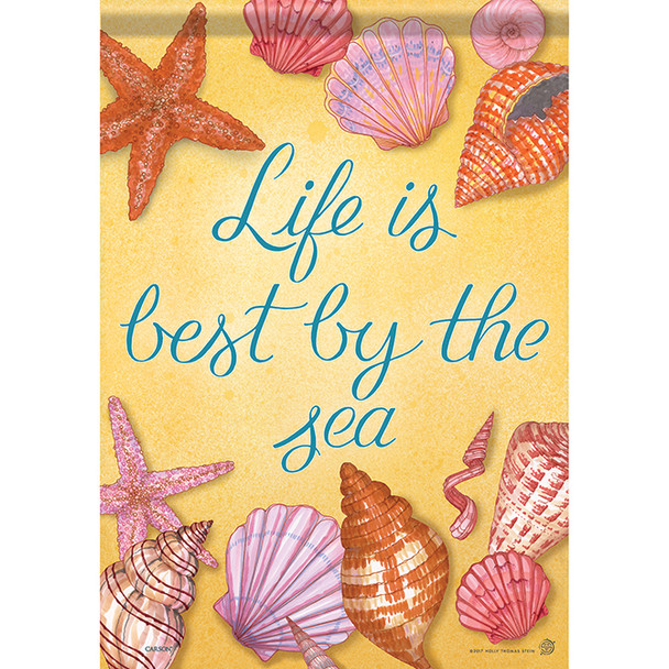 Life by the Sea - Sea Shell Themed House Flag - 40" x 28" - 48935