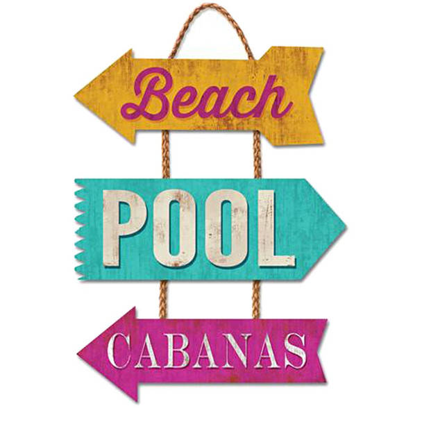 Beach Pool Cabanas - Wooden Sign