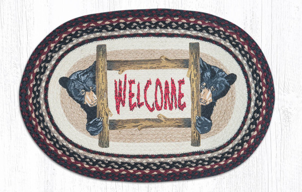 Bear Welcome Oval Patch Rug 20"x30" by Earth Rugs
