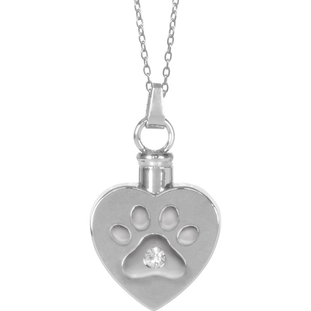 Heart Paw Print Keepsake Pendant Urn Memorial Necklace 46505