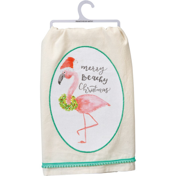 Merry Beachy Christmas Flamingo Dish Towel - 100421