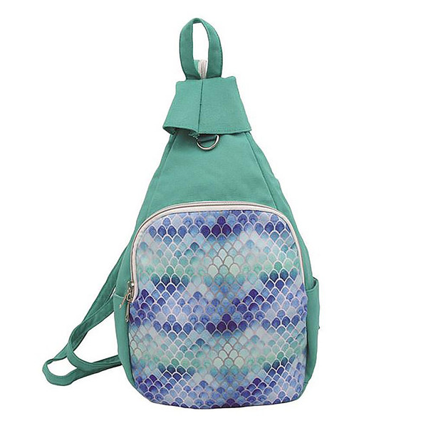 Small Green Mermaid Canvas Daypack Backpack