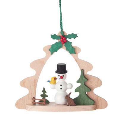 Snowman Tree Frame German Ornament