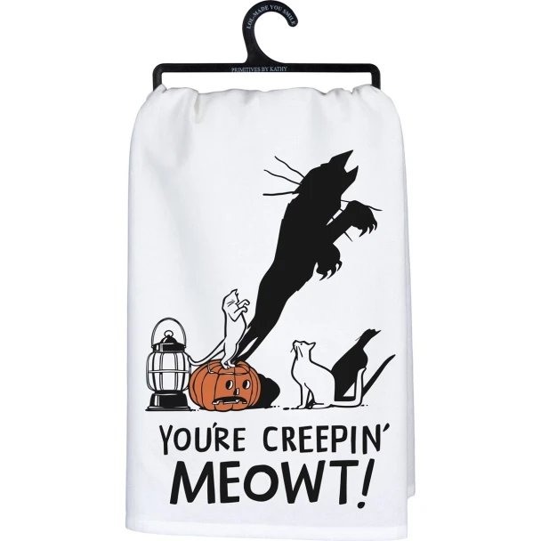 You're Creepin' Meowt Halloween Kitchen Towen