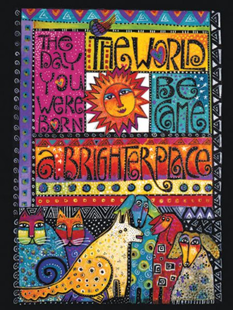 Laurel Burch Card  Birthday - "A Brighter Place" Cats & Dogs - BDG44845