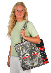 Laurel Burch Whiskered Cat Shoulder Tote Bag