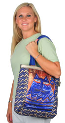 Laurel Burch Blue Azul Cat Shoulder Tote Bag