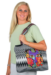 Laurel Burch Blossoming Feline Shoulder Tote