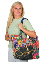 Laurel Burch Carlotta's Cats Shoulder Tote