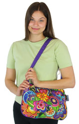 Laurel Burch Carlotta's Garden Med Crossbody Quilted Fabric Tote LB5573