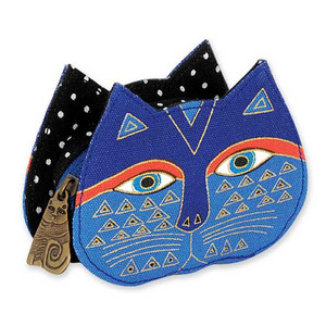 Laurel Burch Cat Face Dimensional Canvas Zip Coin Purse - LB4300C