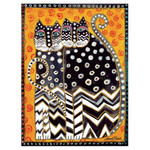 Laurel Burch Canvas Zig Zag Cats 12x16 Wall Art LB26004