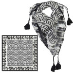 Laurel Burch Wild Cats Black White Artistic Square Tassels Scarf