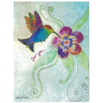 Laurel Burch Birthday Greeting Glitter Card - Hummingbird Humming Along - 17493