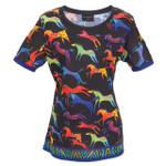 Laurel Burch Tee Shirt Rainbow Colorful Horses LBT060