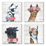 Llama Bloom Tumbled Tile Coaster Set of 4  -  05-01512