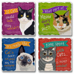 Cat Tales Tumbled Tile Coaster Set of 4  -  05-00111