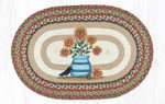 Sunflowers in Crock 20x30 Hand Printed Oval Braided Floor Rug OP-300