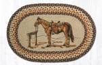 Saddle Horse 20x30 Hand Printed Oval Braided Floor Rug OP-129