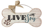 Live with Joy - Wood Bone Shaped Wall Sign 16480D