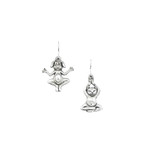 Yoga Cat and Yoga Dog Pewter Drop Earrings 7424EFP