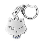 Cat Winking Head Pewter Key Chain 8665KP