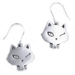 Cat Winking Head Pewter Earrings 8665EFP 