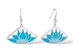 Lotus White Blue Laurel Burch Earrings -  5089W