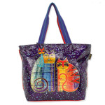 Laurel Burch Batik Felines Foiled Canvas Shoulder Tote – LB8060