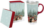 Ceramic Travel Cup, 17 OZ. ,w/box, Royal Pups Holiday