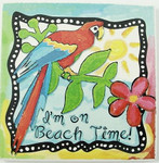 Parrot Single Absorbent Coaster "I'm on Beach Time" - 02-053