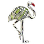 Pink Flamingo Pin Silvertone AB3960