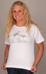 Pink Flamingo Tee Shirt - White with Rhinestones - 800/1181