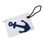 Nautical Anchor Wristlet Zipper Pouch White 20059W